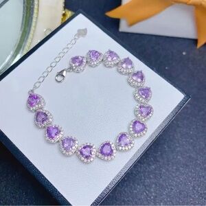100% Genuine Natural Purple Amethyst Tennis Bracelet
